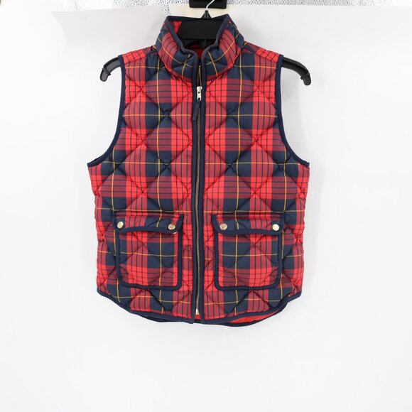 J. Crew Jackets & Blazers - J Crew Down Vest womens PS Full Zip Quilted red black plaid puffer petite small